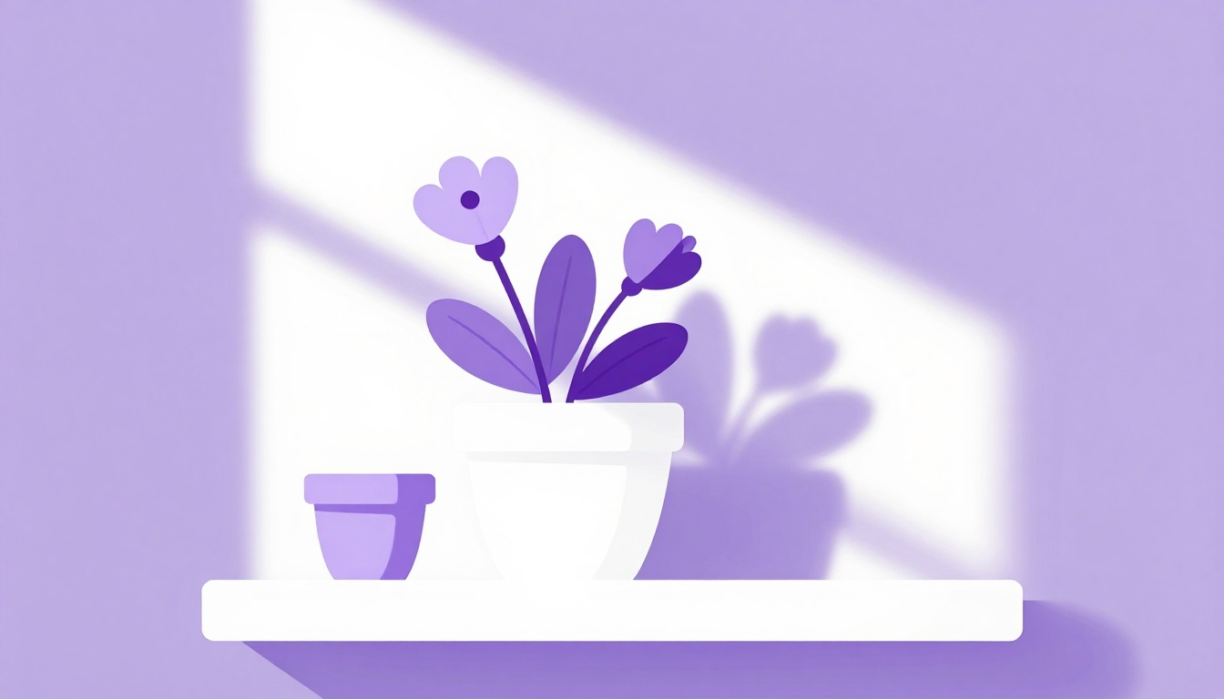 Vasinho de planta num parapeito de janela começando a florescer, representando crescimento e motivação