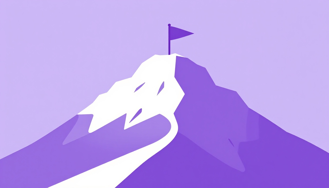 Una montaña con una bandera clavada en la cima