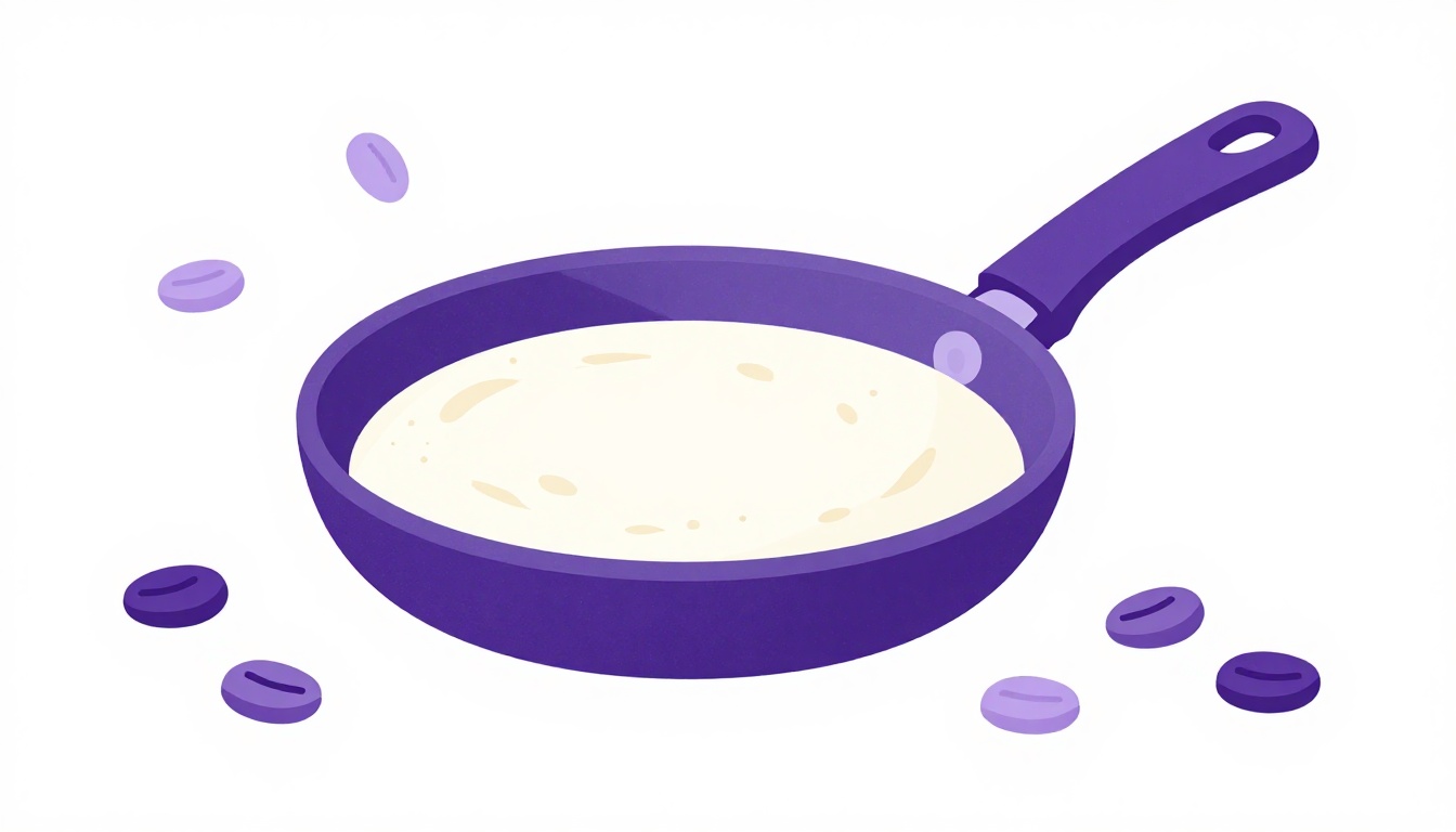 Una sartén con masa y judías esparcidas alrededor, ilustrando las frases hechas en inglés sobre comida