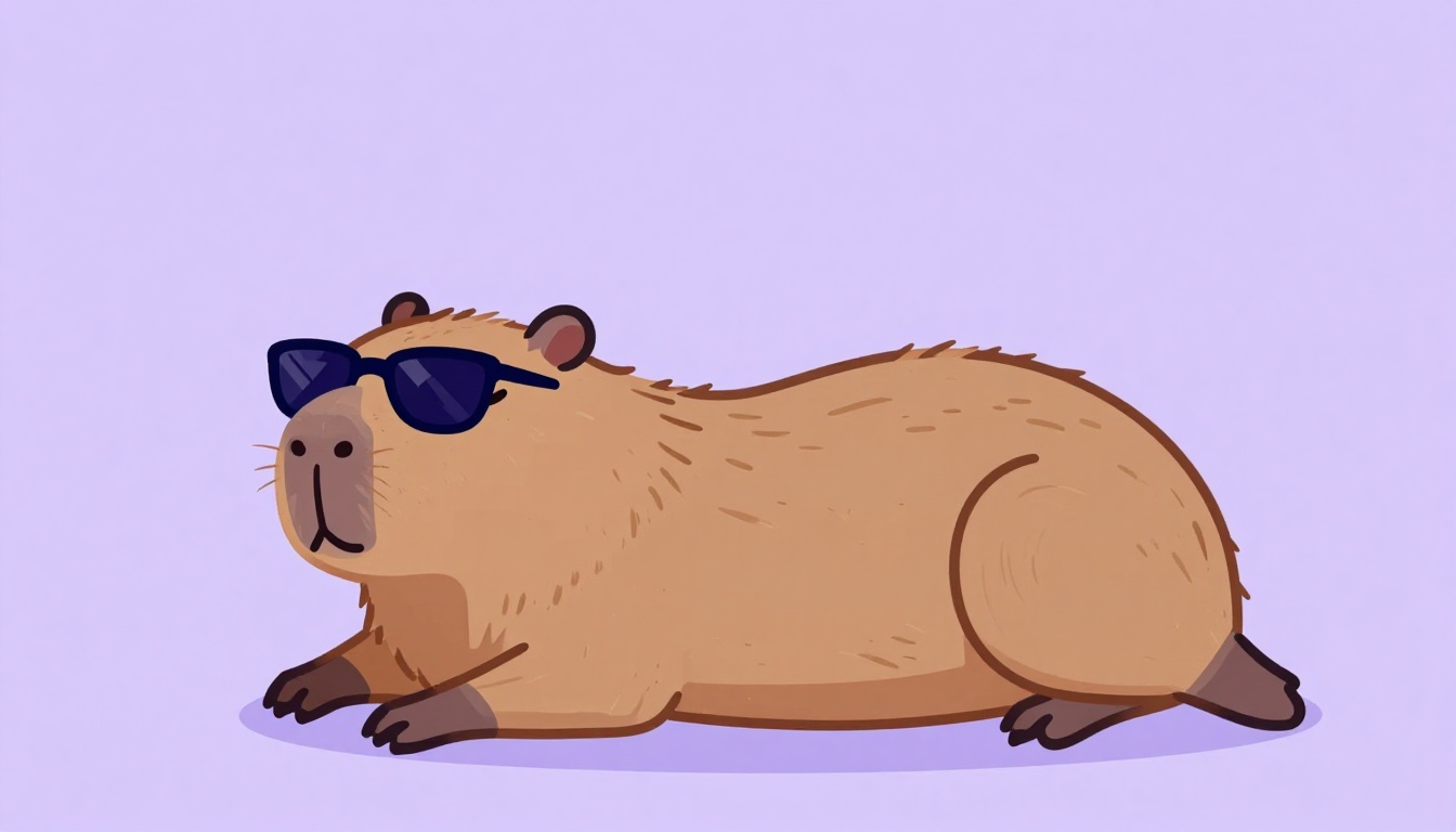 Capivara descolada de óculos escuros relaxando