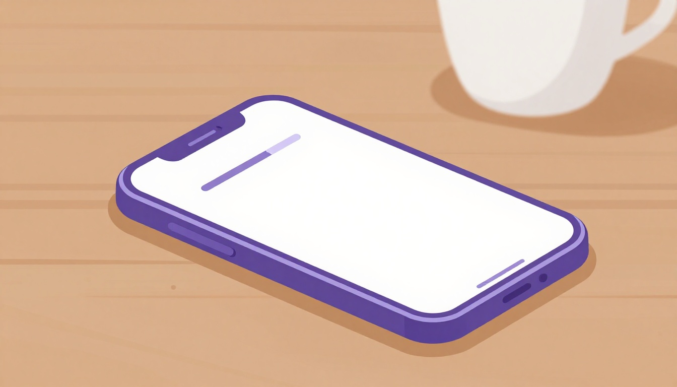 Celular com a tela de bloqueio ligada, pousado sobre uma mesa de madeira ao lado de uma xícara