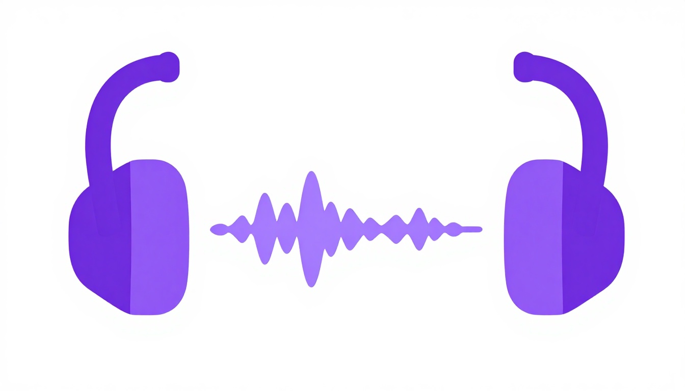 Sound waves between two headphones representing hearing and repeating the pronunciation of vesícula biliar