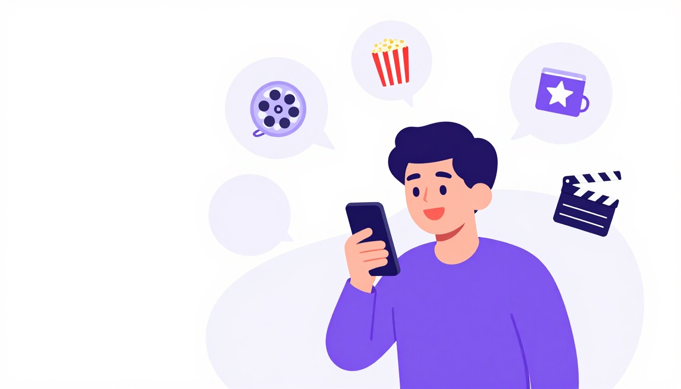 Pessoa conversando em inglês pelo celular sobre o filme favorito, praticando a fala
