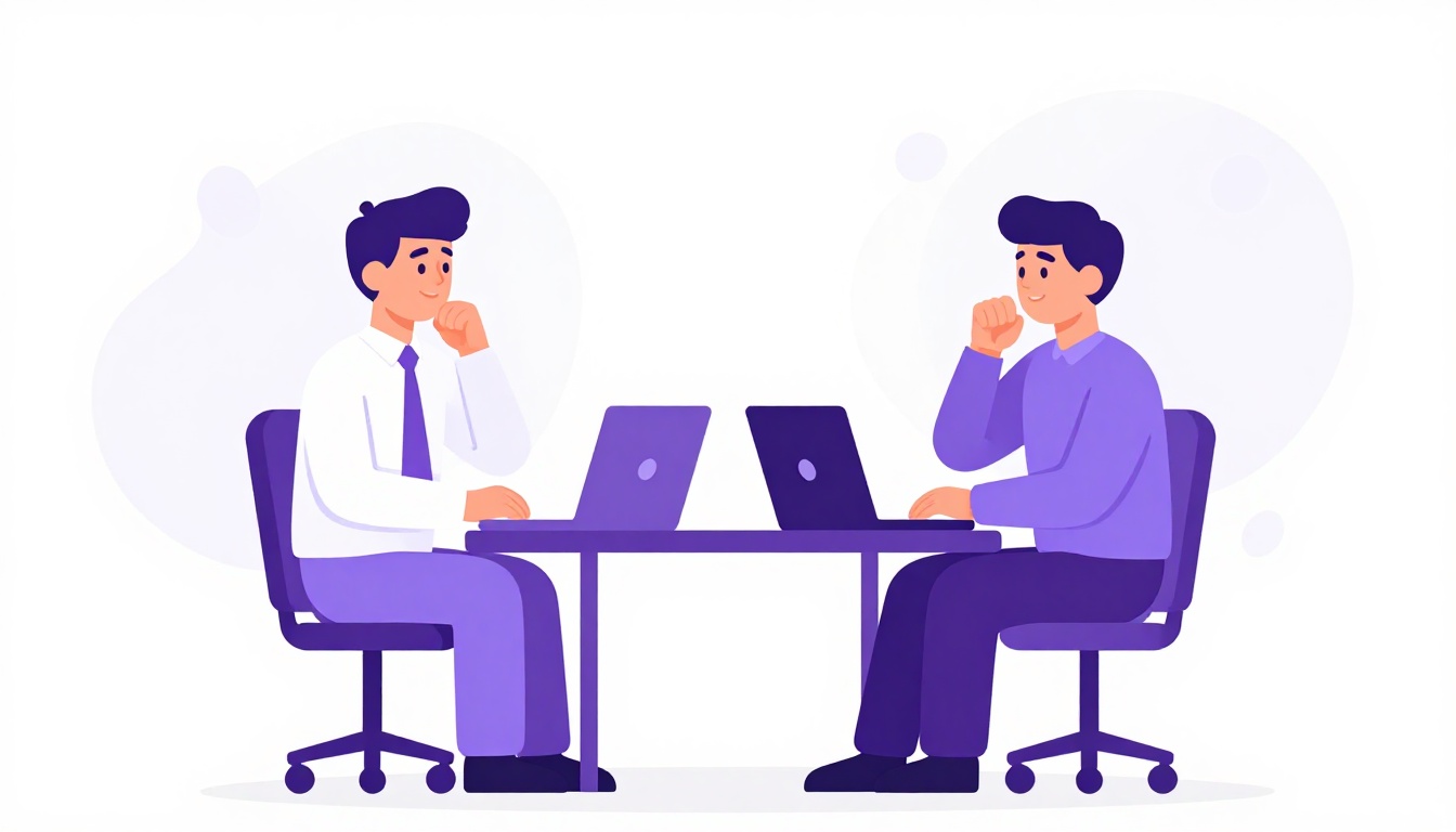 Two coworkers wrapping up a meeting before saying goodbye