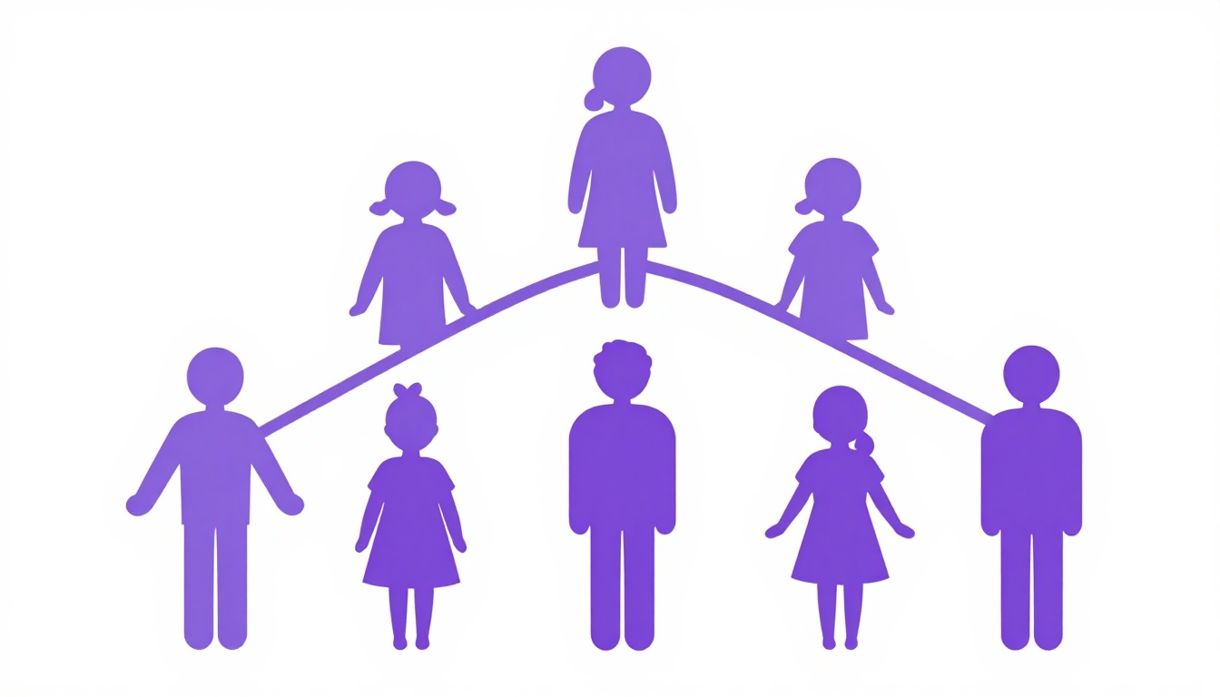 A silhouette illustration suggesting several generations of a family connected in a simple tree shape