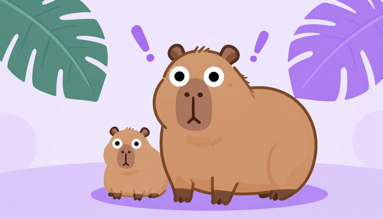 Surprised capybara with wide eyes, illustrating the Brazilian exclamation Ave Maria