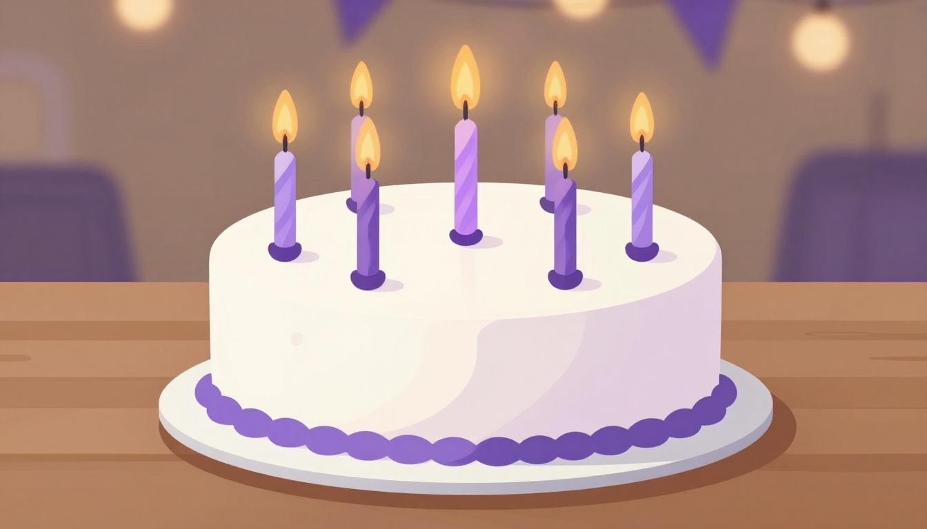 Birthday cake with lit candles representing the Portuguese happy birthday song
