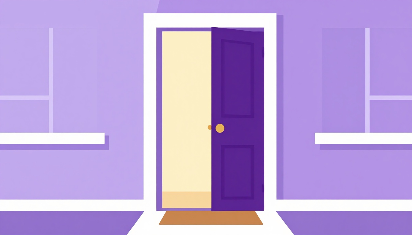 Open front door with warm light spilling out welcoming a guest inside