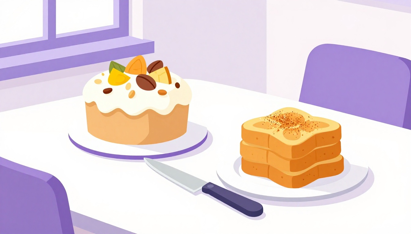 A Bolo Rei crown-shaped Christmas cake and a plate of rabanadas dusted with cinnamon sugar