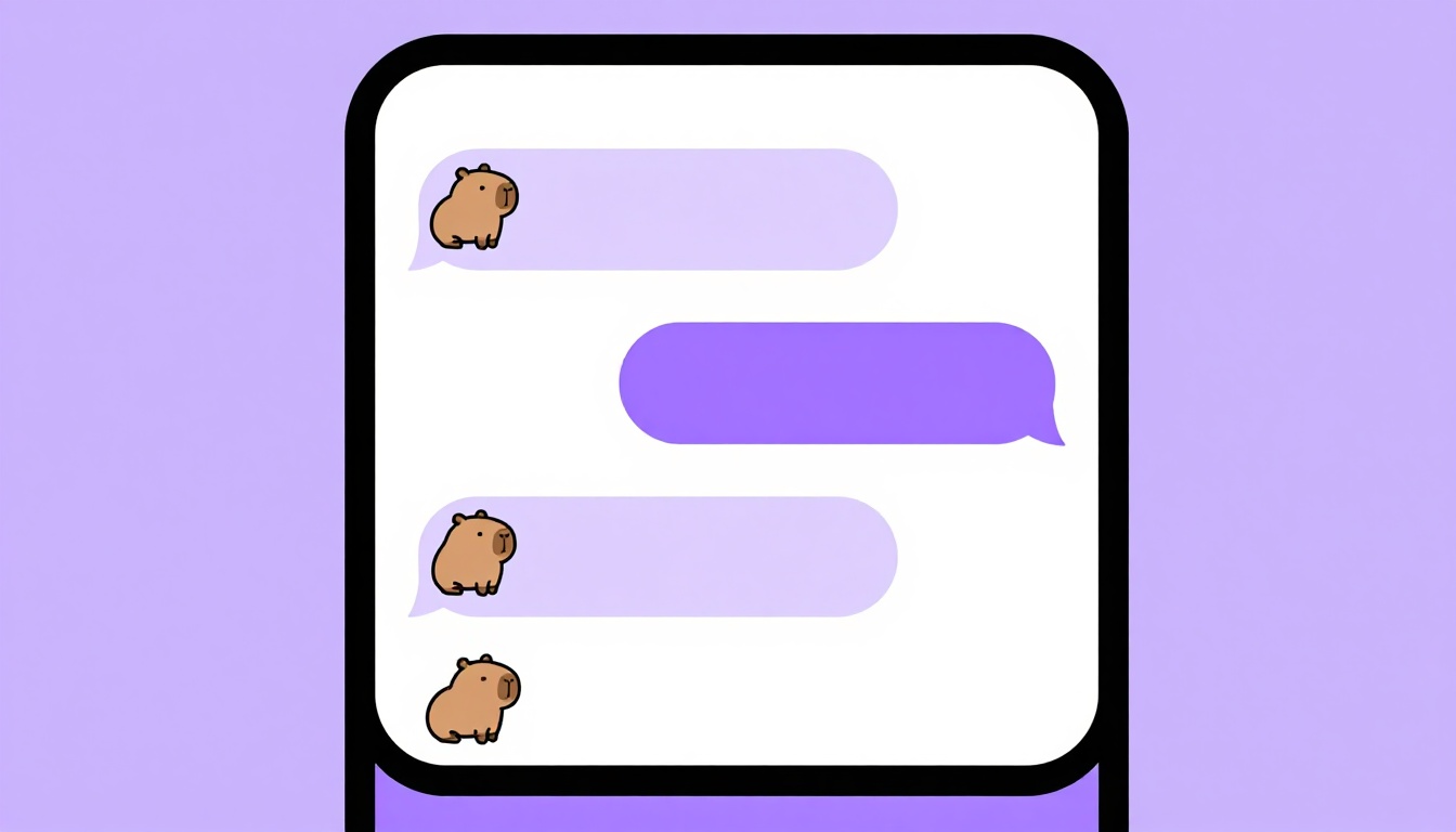 A phone screen showing a Portuguese conversation practice app with a capybara character