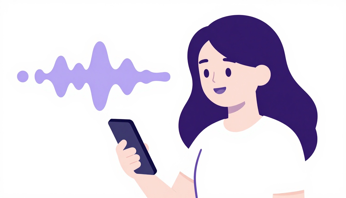 A close-up of a person practicing pronunciation aloud with a language app on their phone