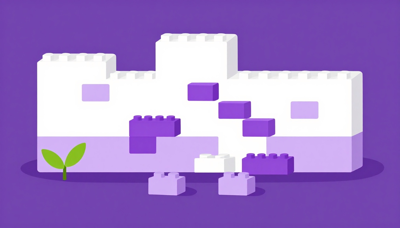Colorful building blocks forming a foundation wall for the first 100 English words