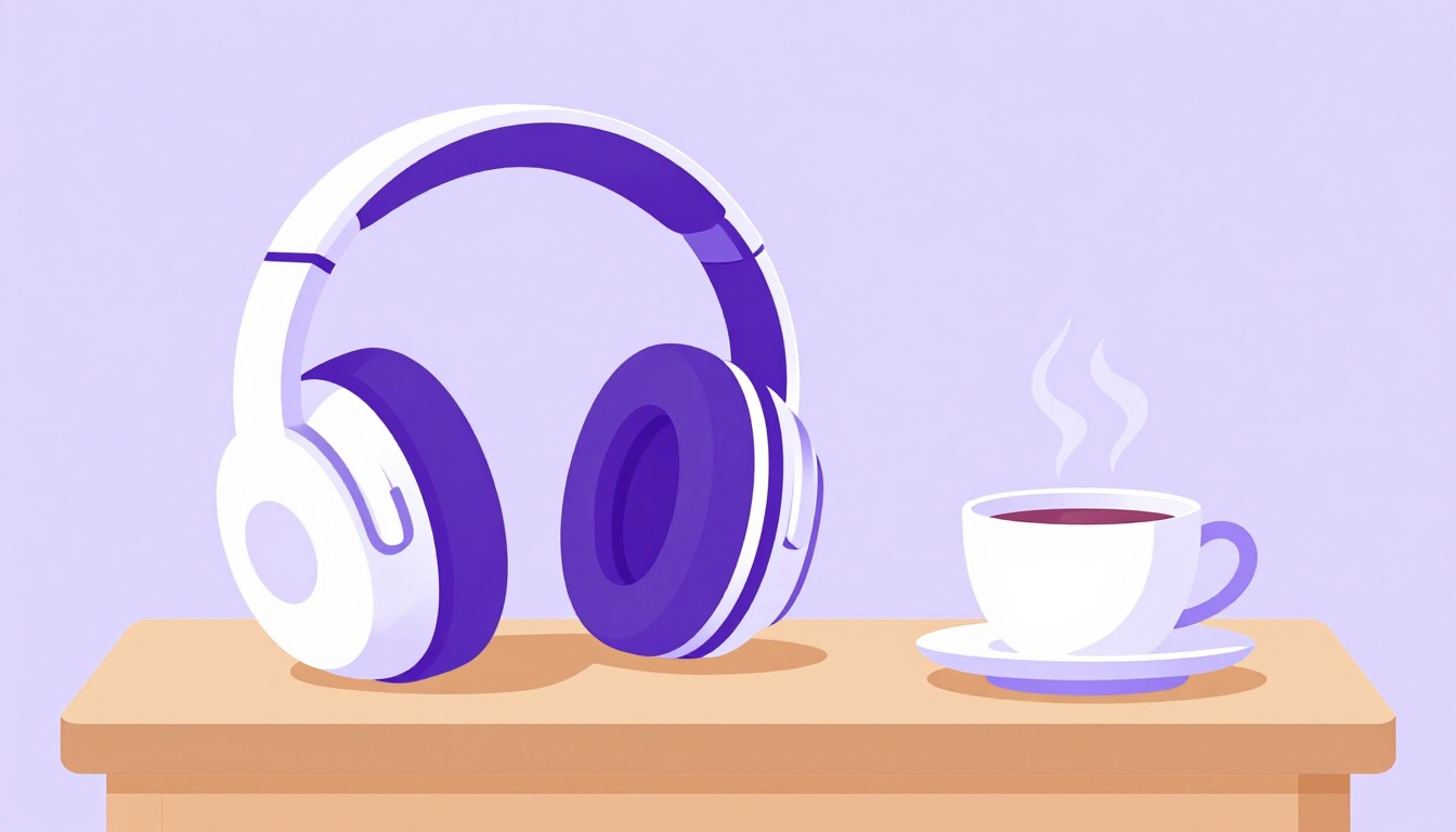 Headphones, a radio, and a cup of tea for daily English listening practice