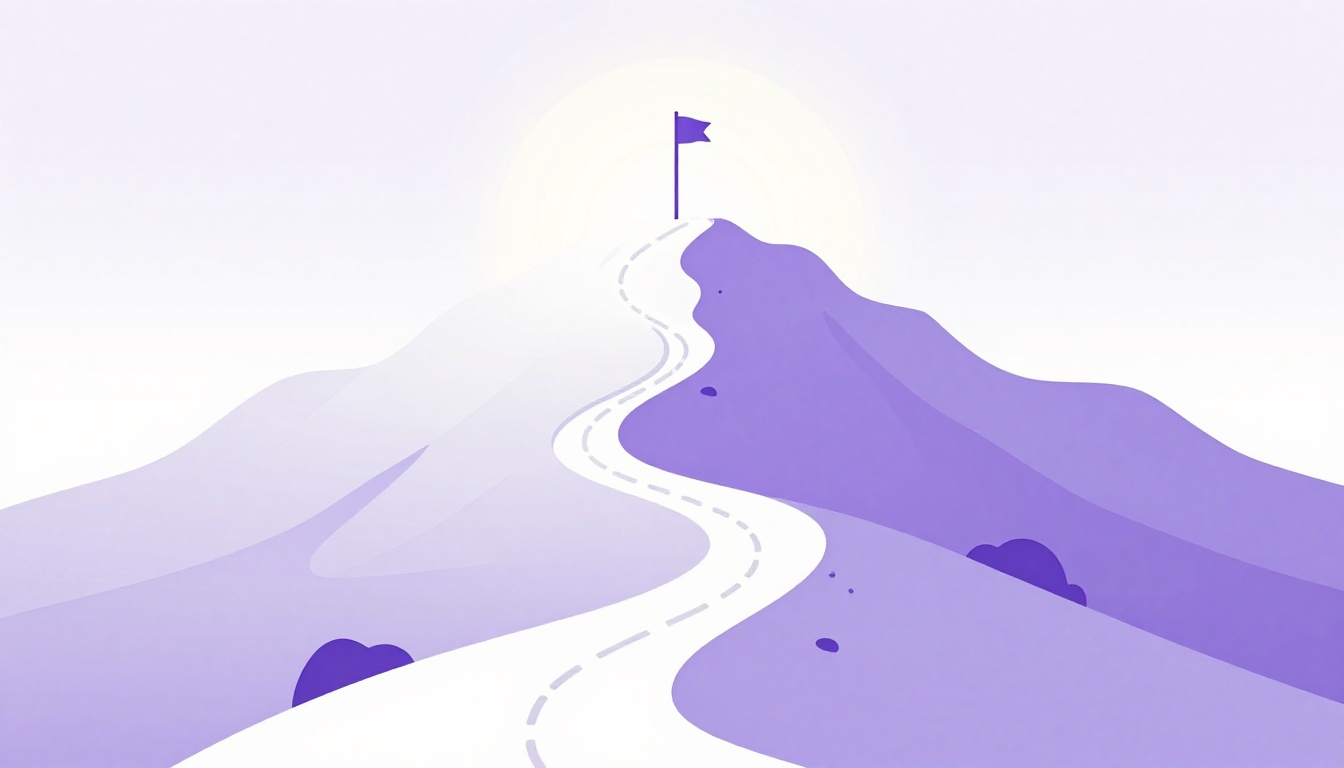 A hiking path winding up a mountain toward a bright summit