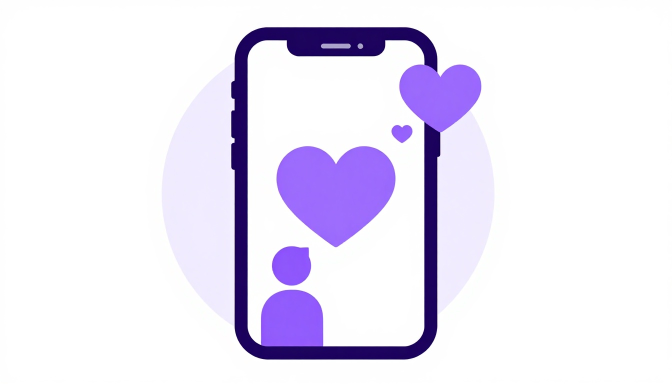 a smartphone with a small heart icon floating above it, suggesting a warm text message