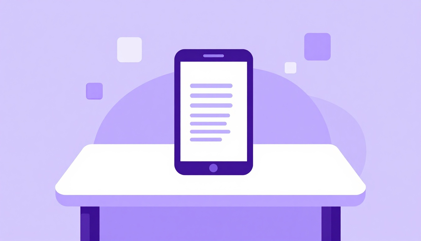 A smartphone on a table with small floating tile shapes drifting above the screen