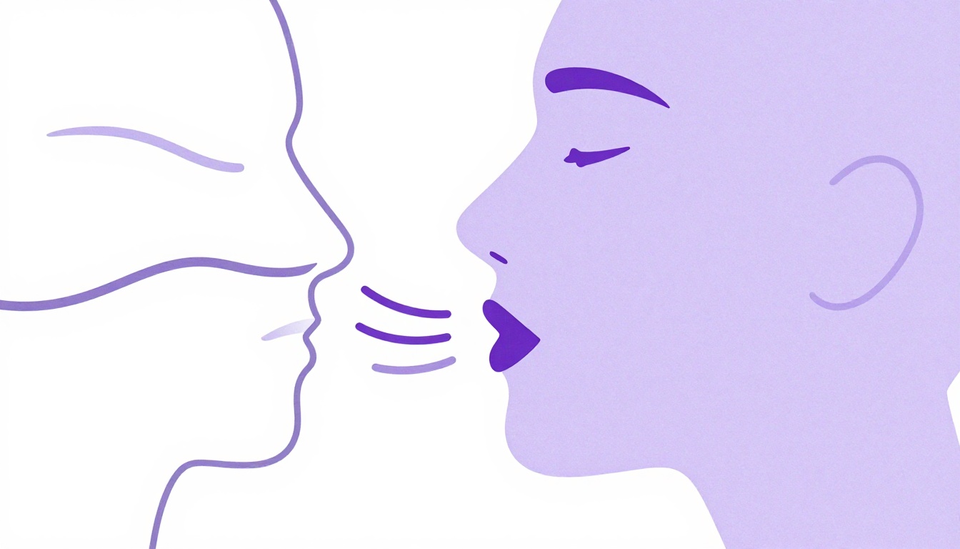 Illustration of pronunciation with sound waves flowing from the nose to show a nasal vowel sound