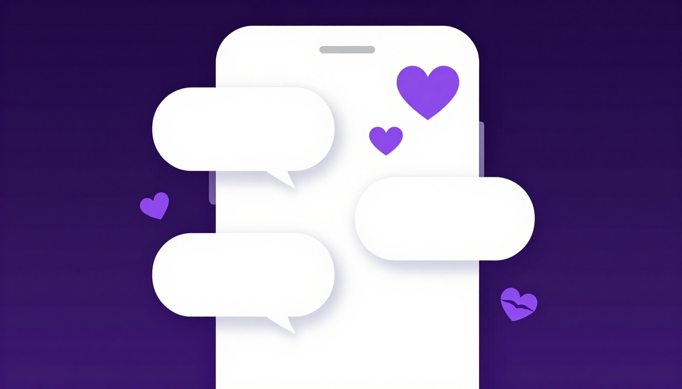 A smartphone with empty chat bubbles and floating hearts for texting I miss u in Portuguese