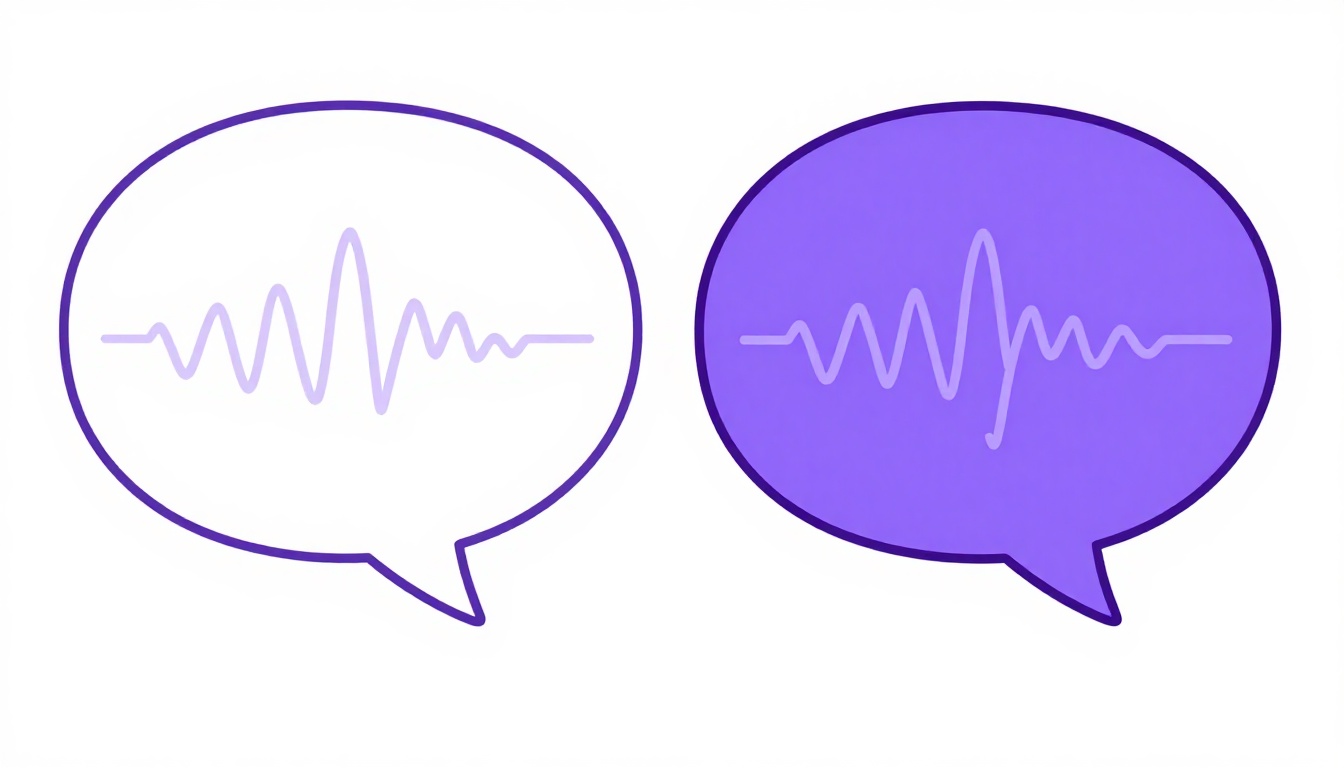 sound waves radiating from a speech bubble comparing two overlapping wave patterns