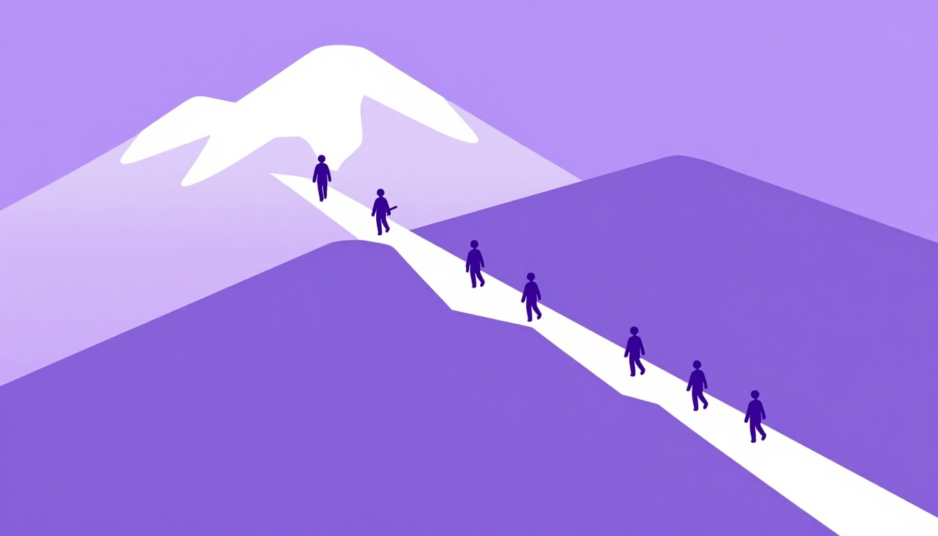 a calendar with days marked off leading toward a winding mountain path