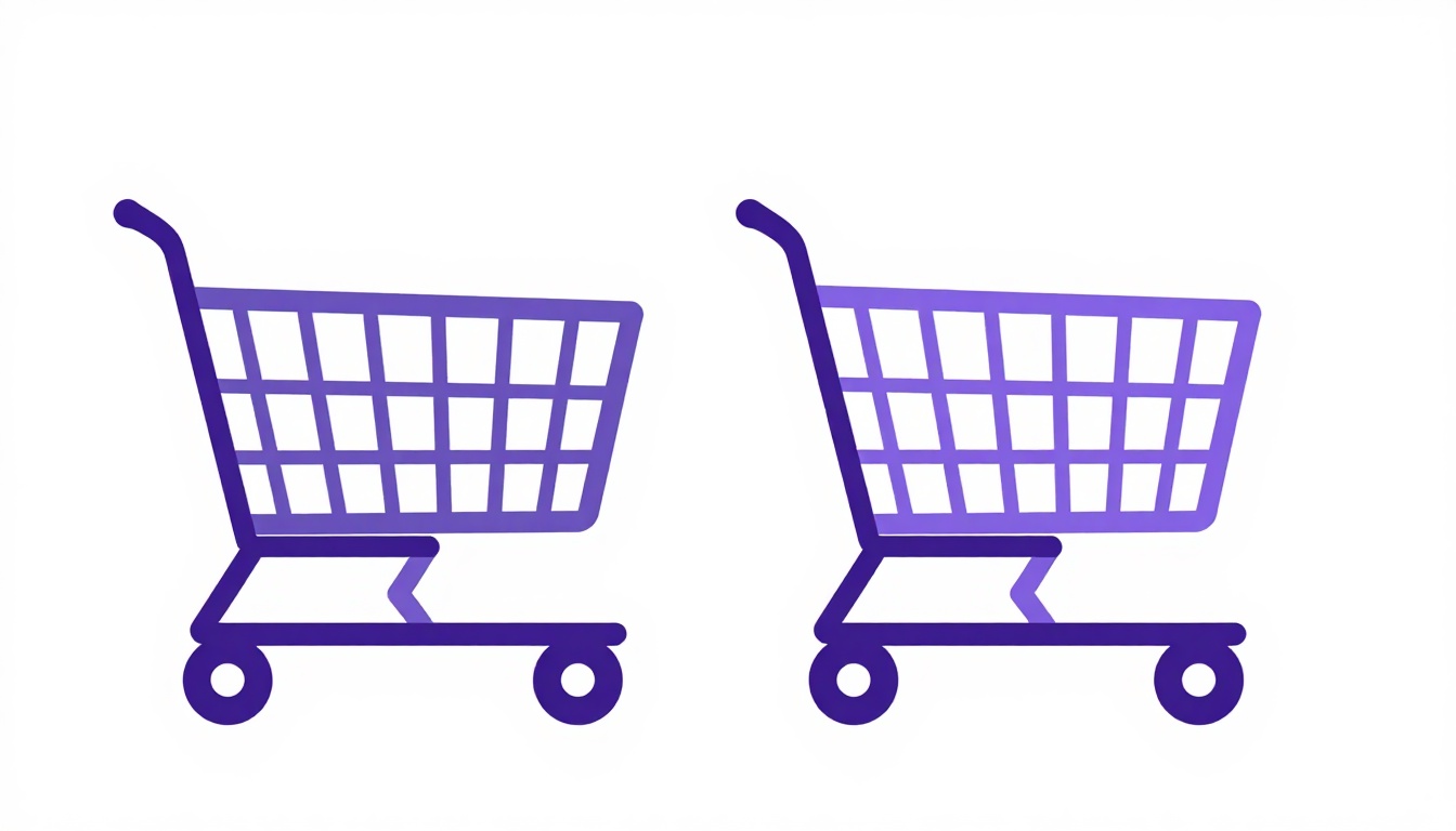 dois carrinhos de compras lado a lado representando as diferenças entre inglês americano e britânico