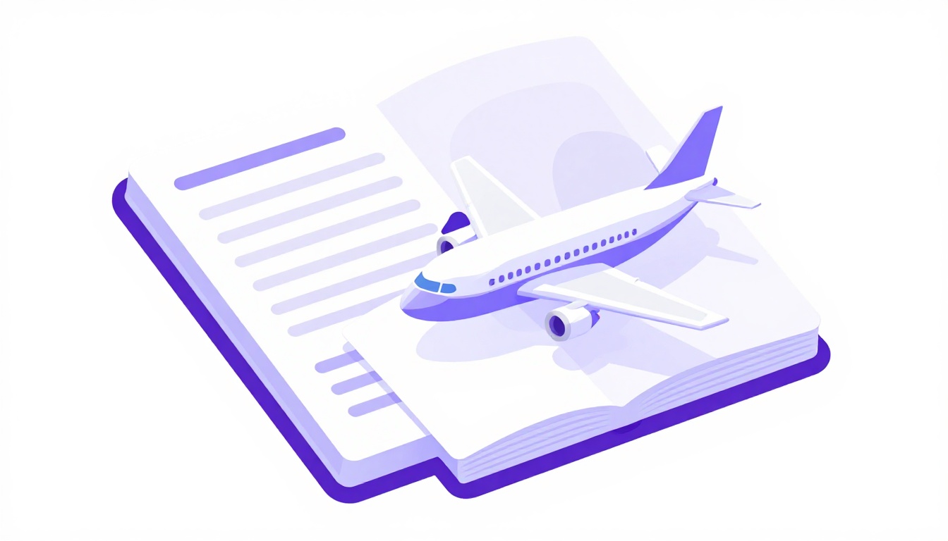 an airplane and a passport with a small health and vaccine card, representing travel preparation for Brazil