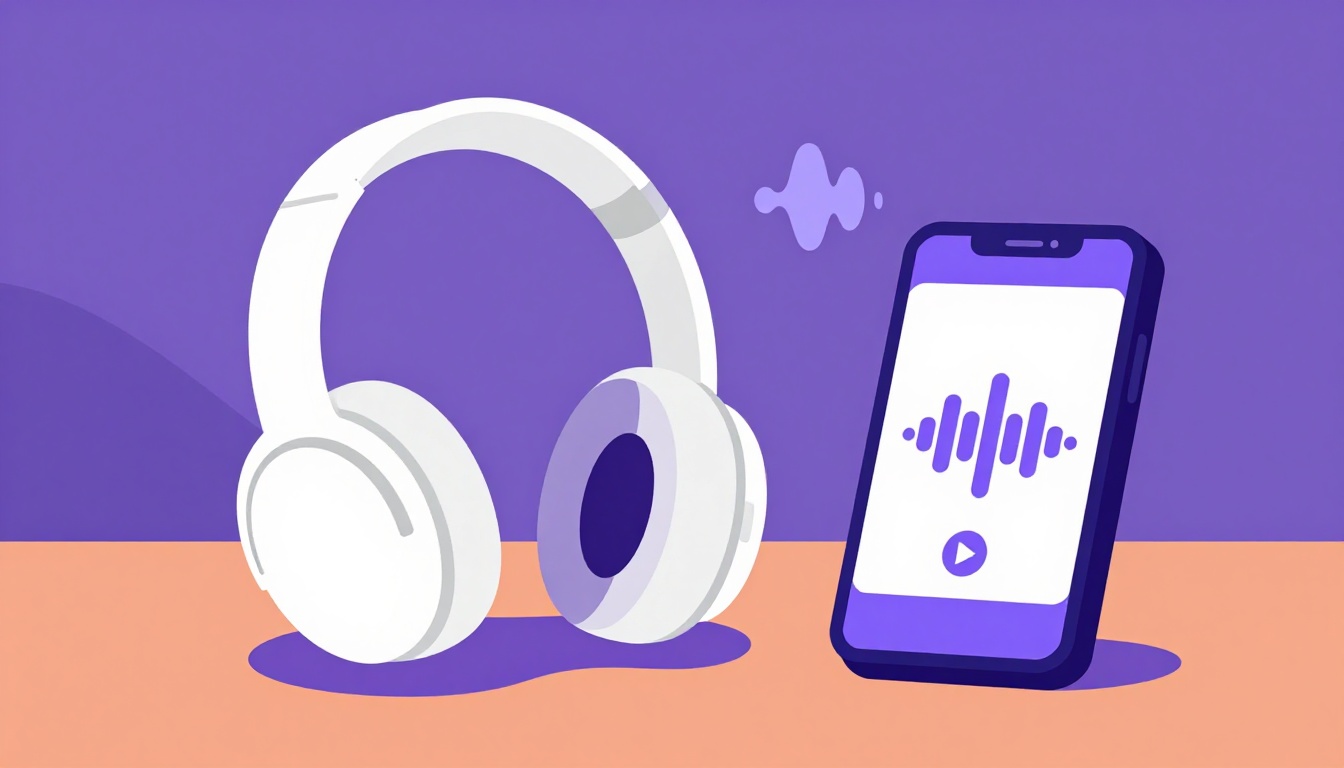 Pessoa ouvindo um podcast em inglês com fones de ouvido enquanto anota palavras novas, ilustrando o melhor podcast para aprender inglês