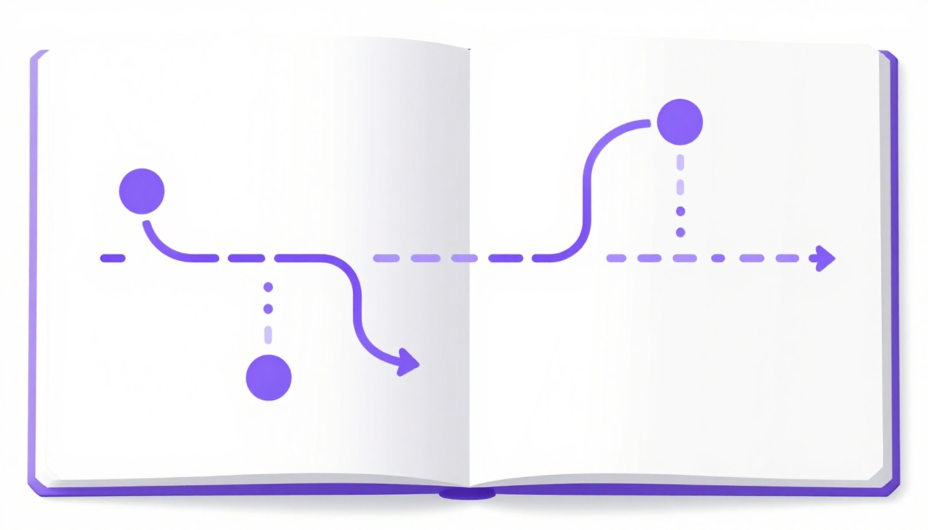 Caderno aberto com setas indicando a conjugação de um verbo em inglês