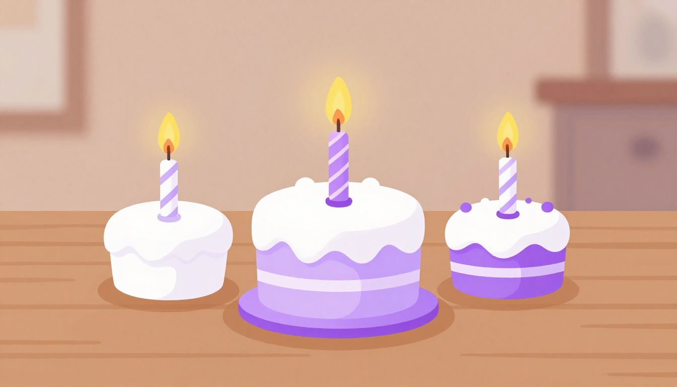 A birthday cake with lit candles, for talking about someone's birthday month in Portuguese