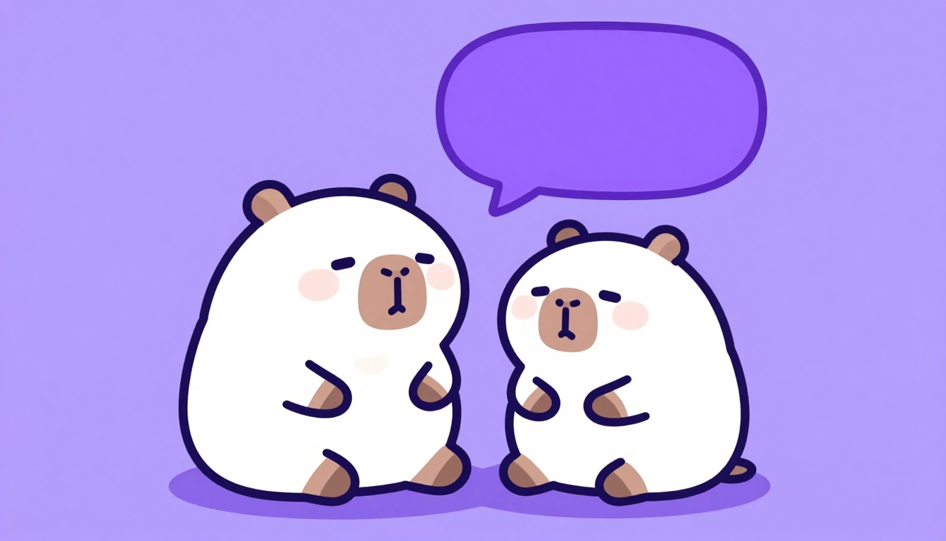 Capy chatting with a friend, practicing months and dates in Portuguese out loud