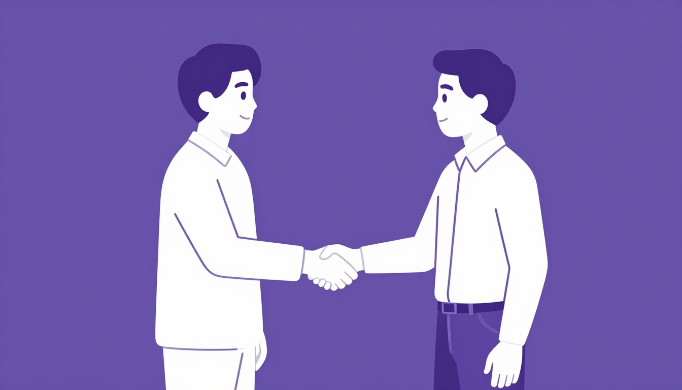Two people shaking hands, showing the formal nice to meet you in Portuguese