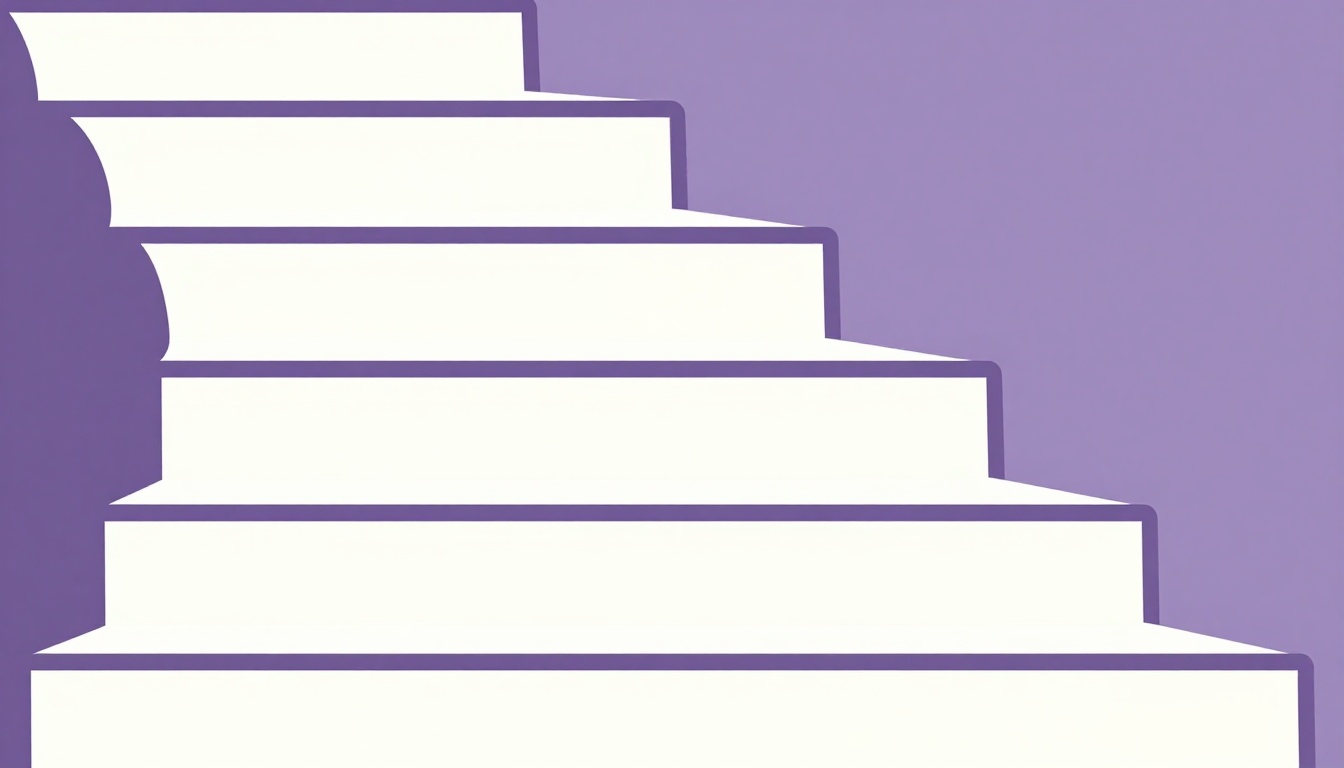 Escalera con seis escalones ascendentes que representan los niveles de inglés desde A1 hasta C2