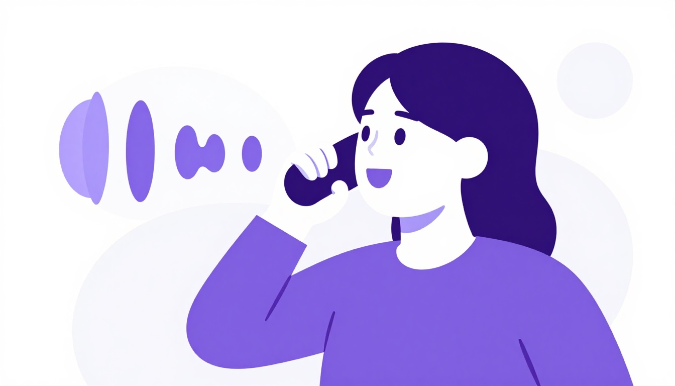 Pessoa praticando inglês falado em voz alta pelo microfone do celular, vestindo roupas do dia a dia, representando a prática de vocabulário de roupas