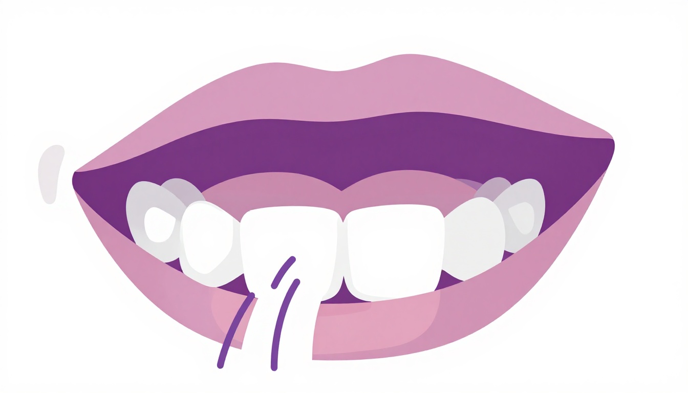 Ilustração de uma boca aberta mostrando a língua entre os dentes, representando o som do th em inglês