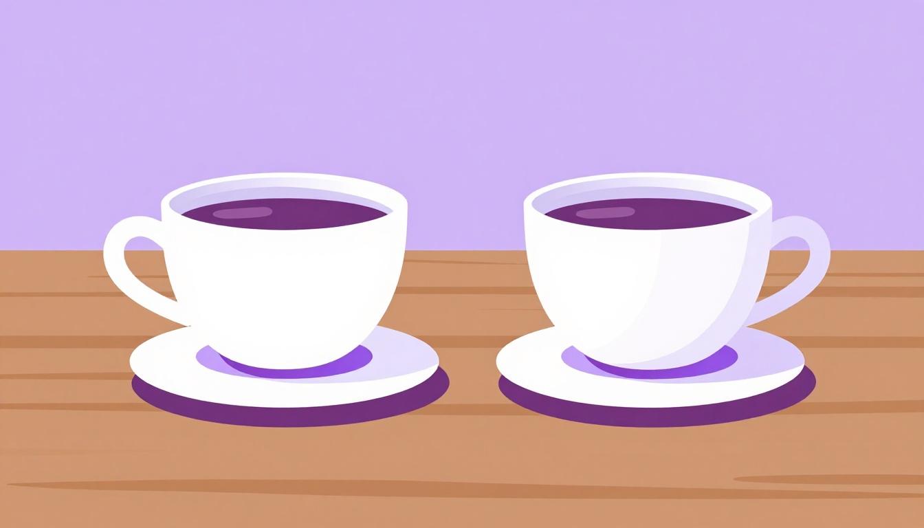 Duas xícaras de café brindando uma com a outra sobre uma mesa de madeira