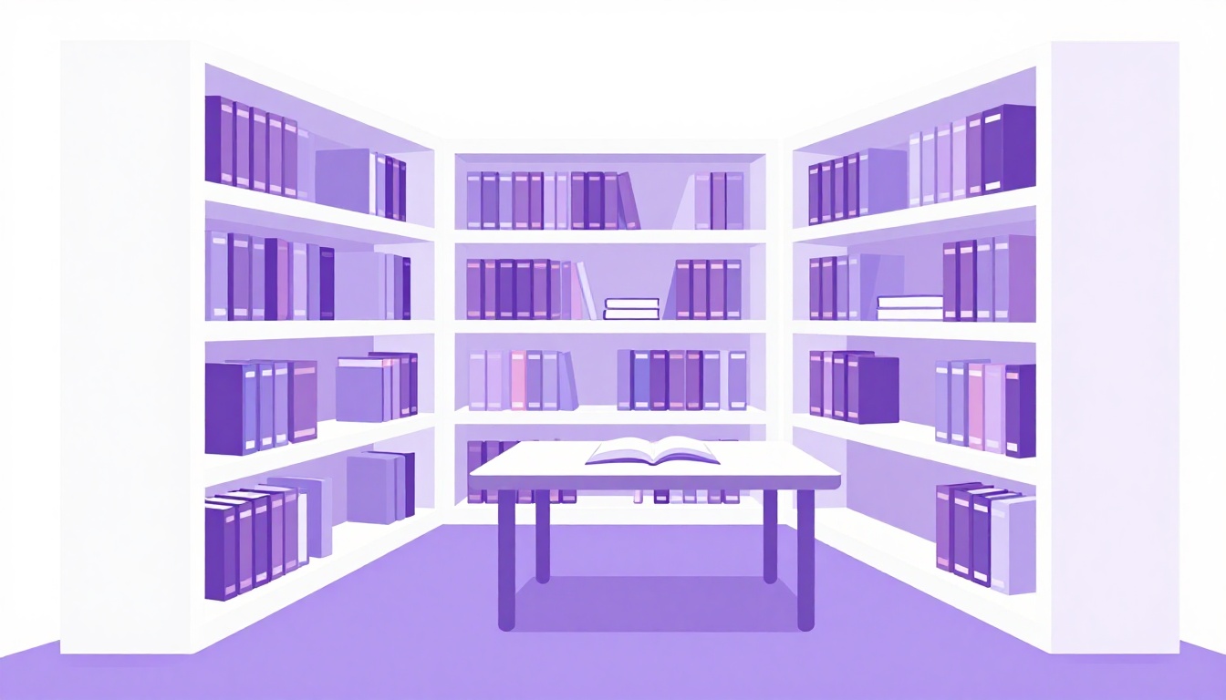 biblioteca escolar com estantes de livros representando os lugares da escola em inglês