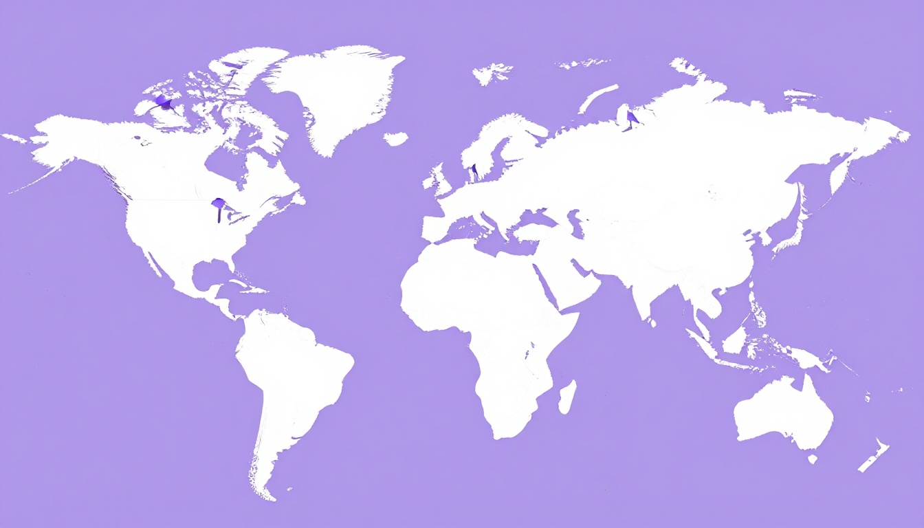 Mapa múndi com bandeiras marcando países que falam inglês em diferentes continentes
