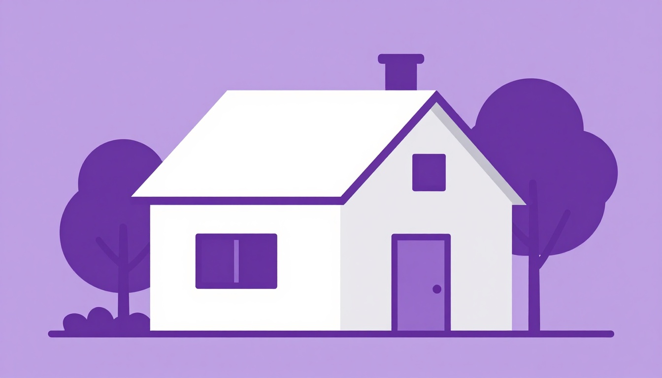 Fachada de uma casa mostrando telhado, chaminé, jardim e garagem em inglês