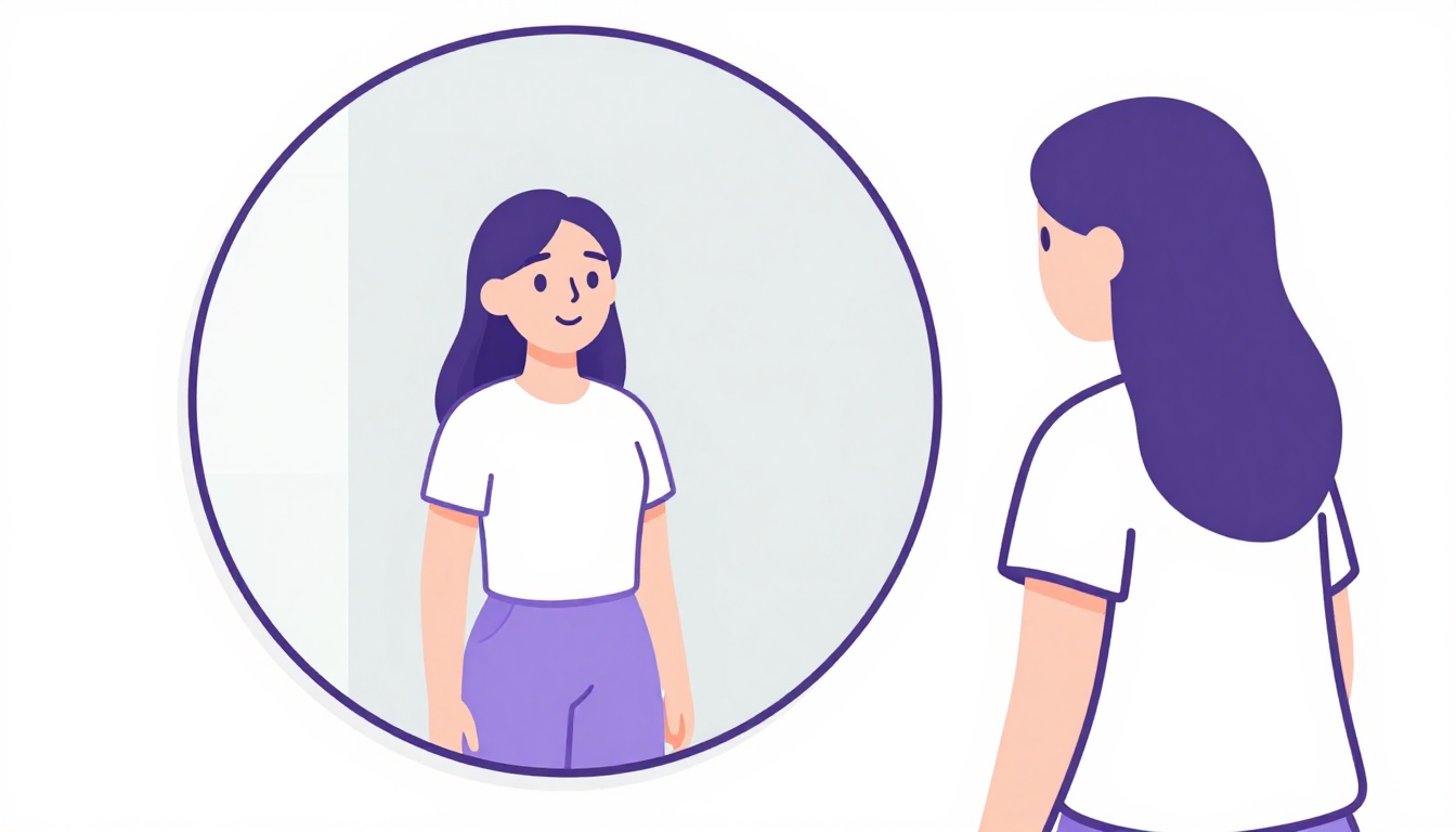 Persona frente a un espejo practicando en voz alta el nombre de las partes de su cara en inglés