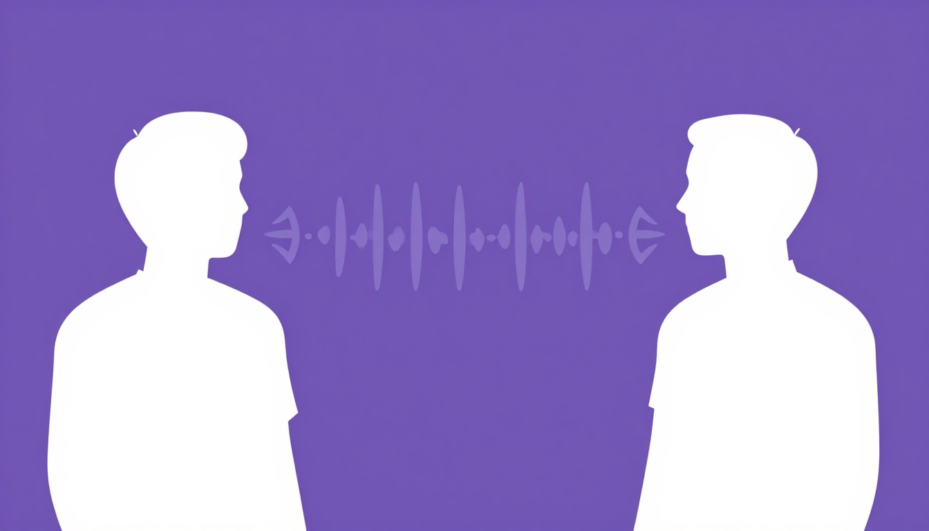 Dos siluetas frente a frente con ondas de sonido entre ellas representando la técnica shadowing