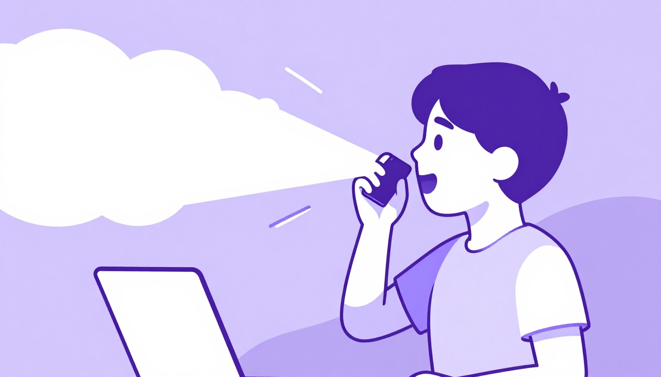 a person practicing pronunciation out loud while looking at a phone screen