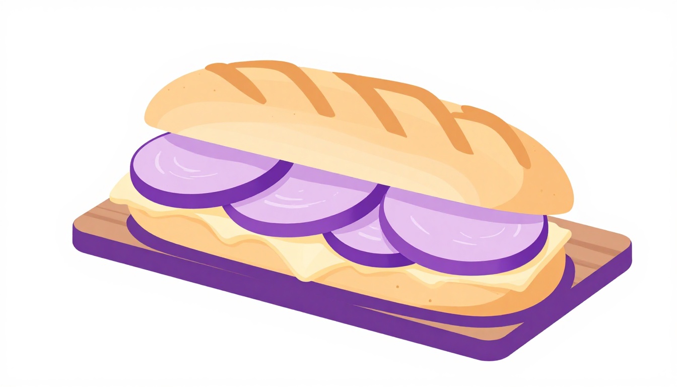 A sanduíche de mortadela piled high with sliced mortadella and cheese on a crusty roll