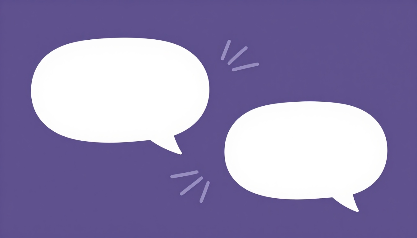 two speech bubbles facing each other with sound wave lines between them