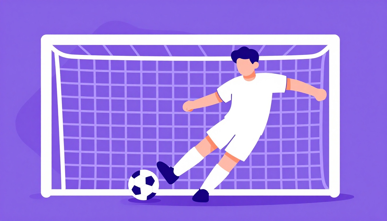 Atacante chutando a bola em direção ao gol