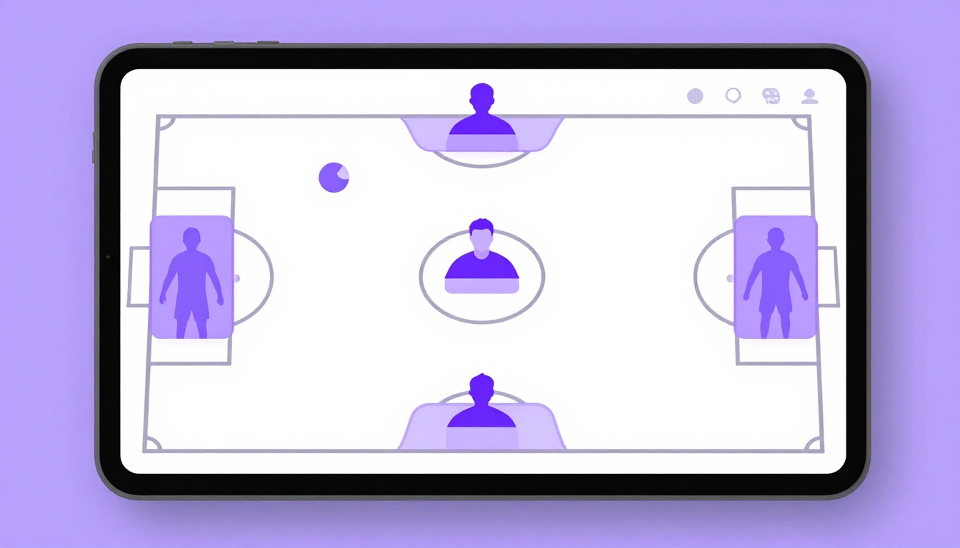 Celular mostrando a tela de escalação de um jogo de futebol virtual