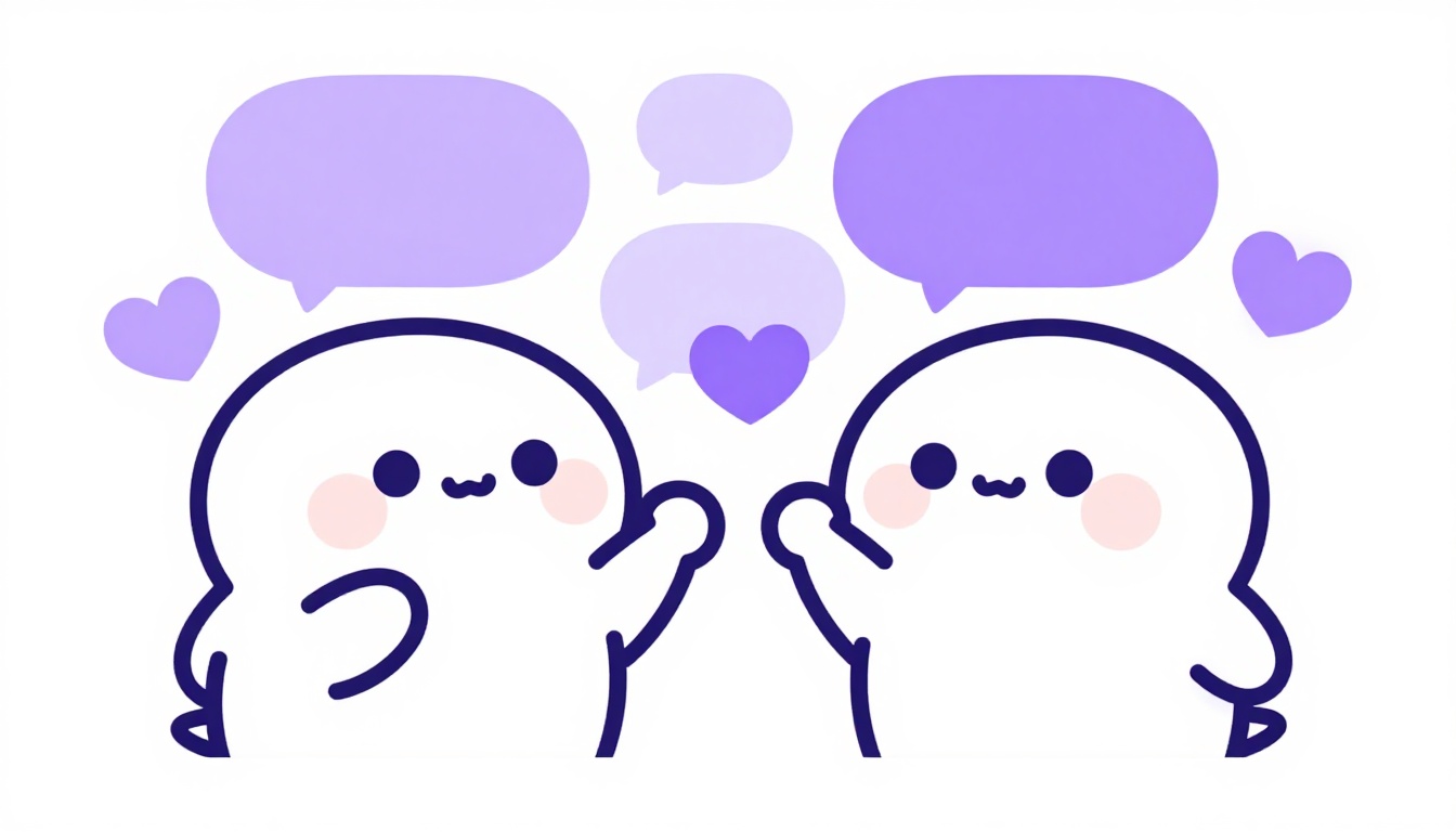 A smartphone with empty chat bubbles and hearts, showing casual sister slang like mana in Portuguese