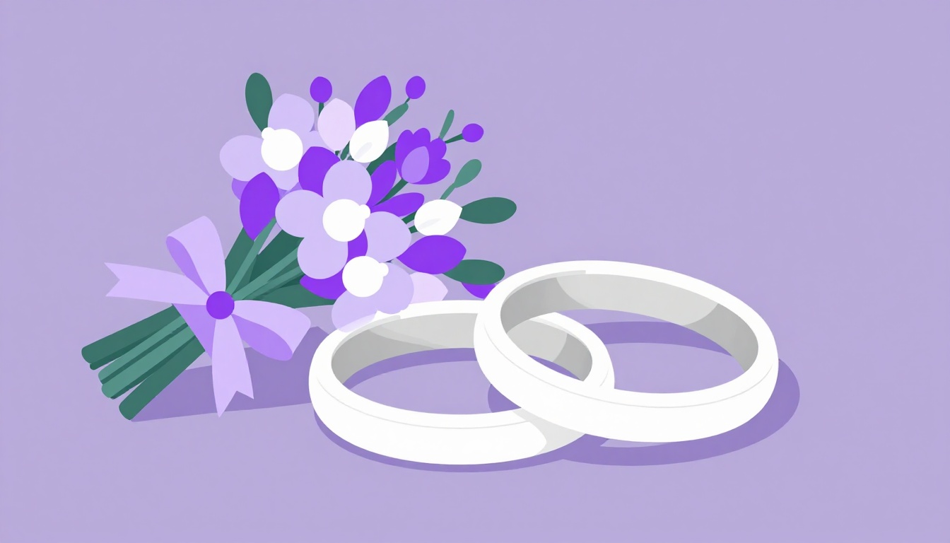 Wedding rings and a bouquet, showing sister-in-law and in-law words in Portuguese