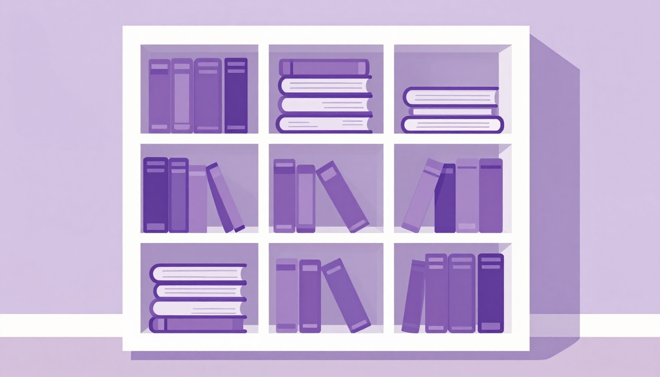 estante de livros organizada como referência de consulta rápida