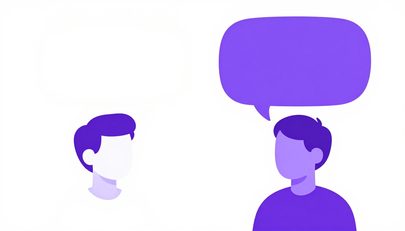 Duas pessoas conversando com balões de fala sobrepostos