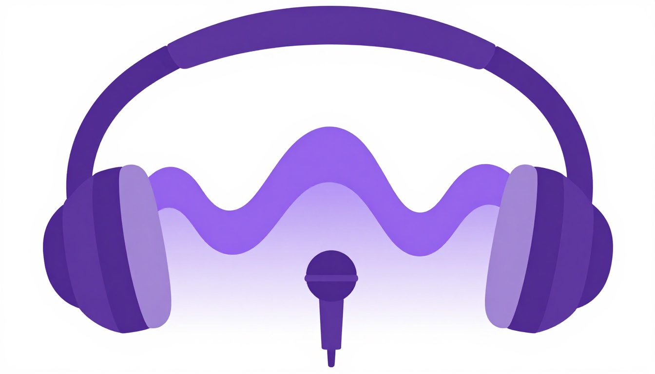 Fones de ouvido com ondas sonoras e um microfone, ilustrando a pronúncia do s final dos verbos